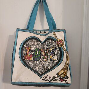 Brighton Large Cream Blue Tote. Love, Pola Dot, Mermaid.